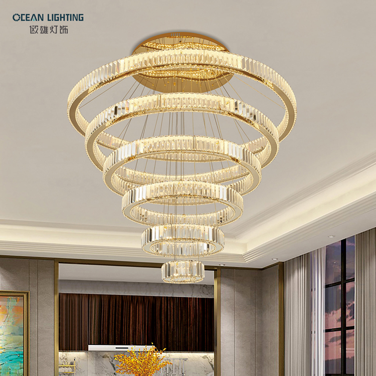 Ocean Lighting LED Crystal Luxury Stainless Steel Indoor Lamp Pendant Light