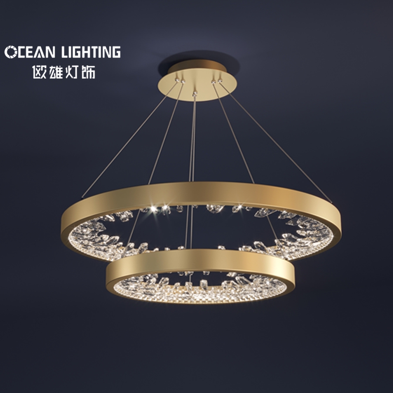 OCEAN LAMP Black And Gold Bedroom Contemporary High Ceiling Round Chandelier