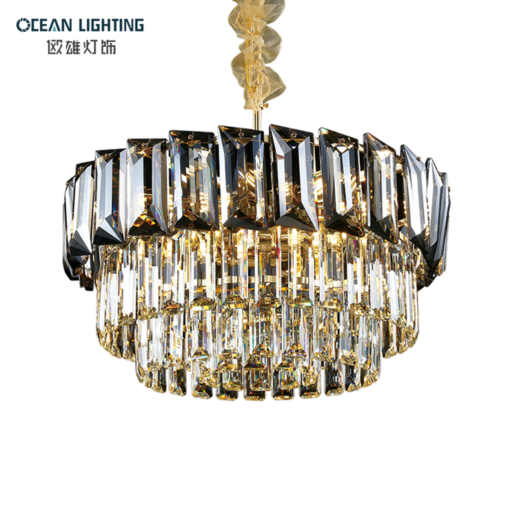 Modern Hanging Lighting Round Iron E14*12 Pendant Lamp Luxury Crystal Lighting Chandelier