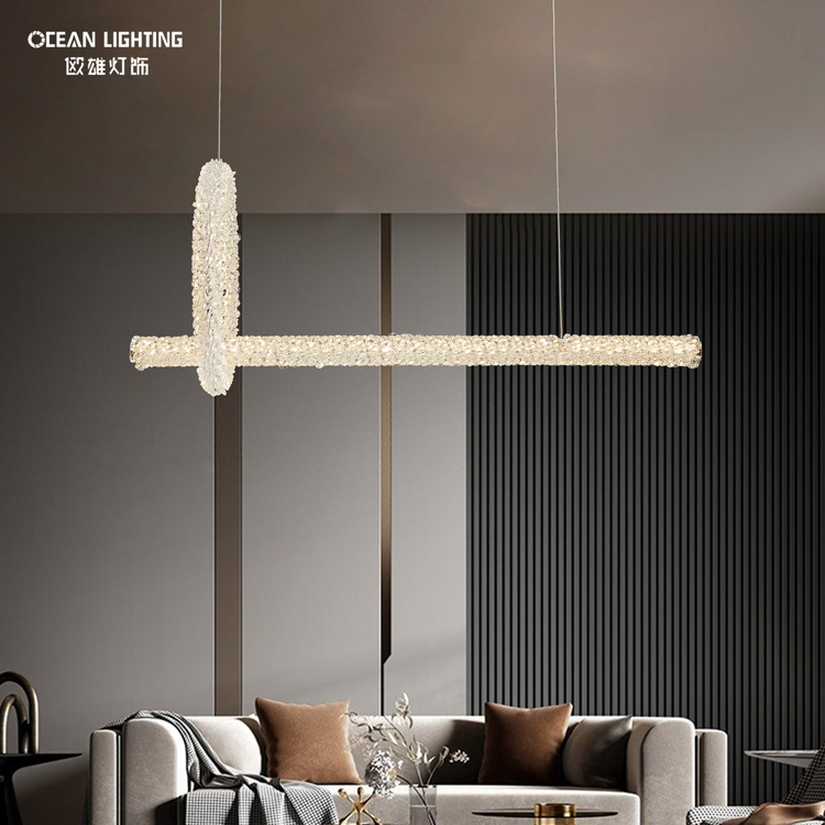 Ocean Lighting Modern Crystal Long Shape Pendant Lamp for Dining Room 