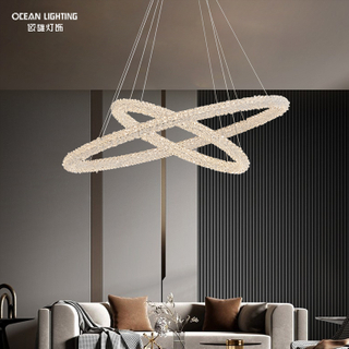 Ocean Lighting Modern Crystal Circles Shape Pendant Lamp for Living Room 