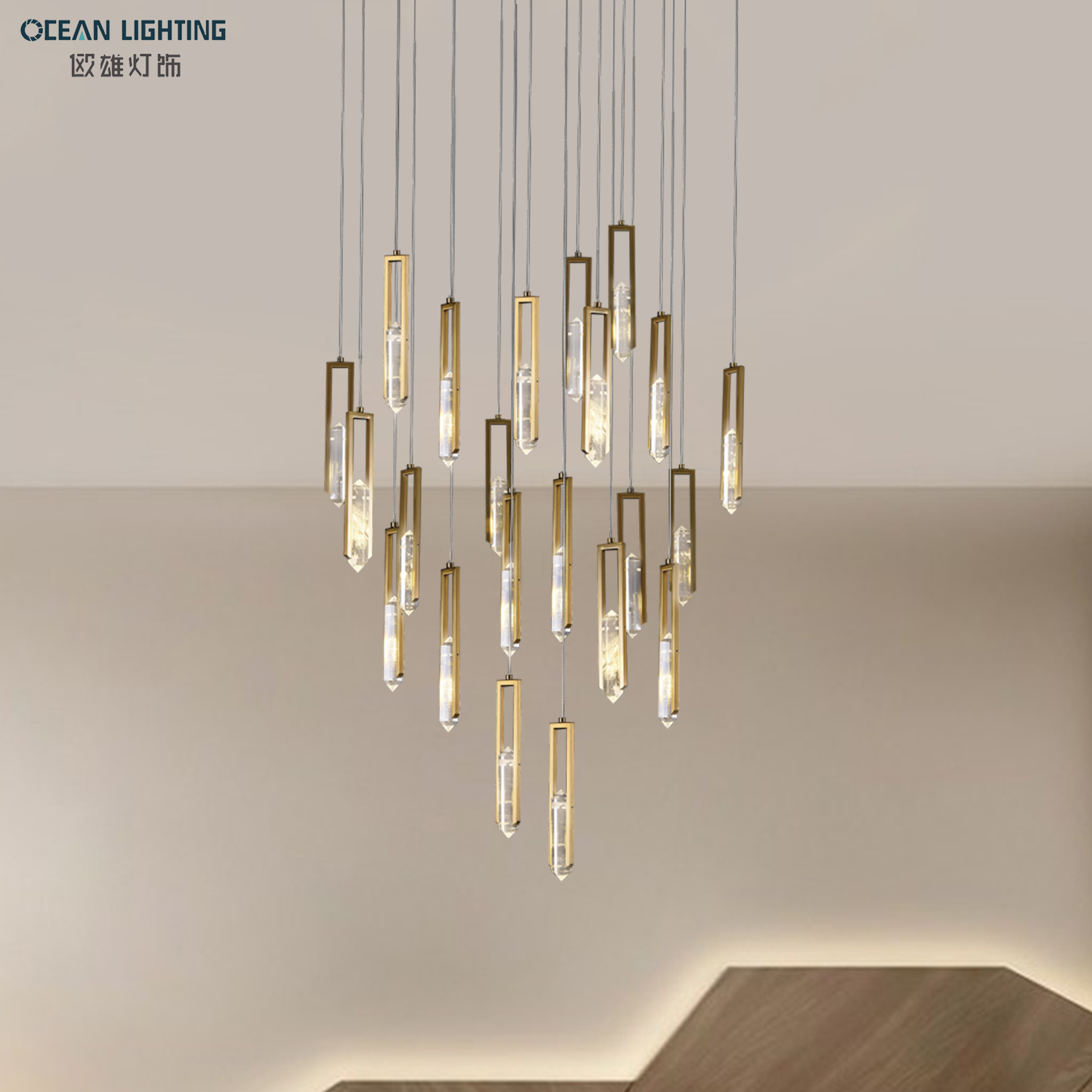 Hotel Ceiling Decorative Lights Gold Pendant Lights Led K9 Crystal Chandelier Modern