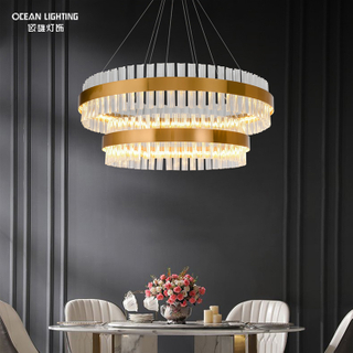 Ocean Lighting Luxury Cristal Lamp Double Layer Decoration Chandelier Gold Pendant Lamp