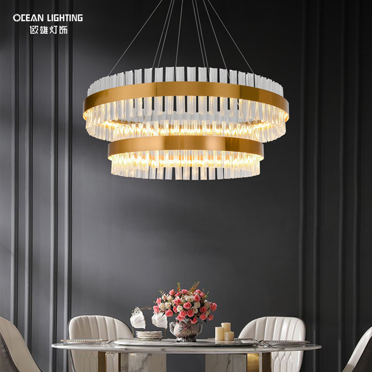 Ocean Lighting Modern Cristal Lamp Long Shapes Decoration Chandelier Gold Pendant Lamp